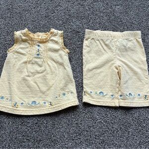 Miniwear Baby Girl Yellow/Blue Matching Top and Short Set, Size 12 Months